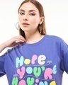 Shop Women's Skipper Blue Good Day Typography Oversized T-shirt