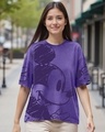 Shop Women's Skipper Blue Mickey Graphic Printed Oversized Acid Wash T-shirt-Front