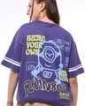 Shop Women's Skipper Blue Rainbow Minion Graphic Printed Oversized T-shirt-Front