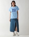 Shop Women's Sky Blue Art Is A Basic Need Typography Boyfriend T-shirt-Full