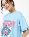 Shop Women's Sky Blue Chopper Onepiece Graphic Printed Oversized T-shirt