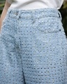 Shop Women's Sky Blue Embellished Straight Fit Distressed Jeans