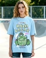 Shop Women's Sky Blue Matcha Break Graphic Printed Oversized T-shirt-Front