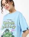 Shop Women's Sky Blue Matcha Break Graphic Printed Oversized T-shirt