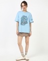 Shop Women's Sky Blue Silver Surfer Graphic Printed Oversized T-shirt