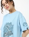 Shop Women's Sky Blue Silver Surfer Graphic Printed Oversized T-shirt