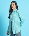 Shop Women's Sky Blue Striped Oversized Shirt-Design