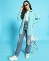 Shop Women's Sky Blue Striped Oversized Shirt