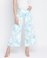 Shop Women's Sky Blue Tie & Dye Wide Leg Jeans-Front