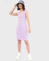 Shop Women's Sleeveless Lavender Rib Slim Fit Dress-Front