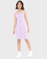 Shop Women's Sleeveless Lavender Rib Slim Fit Dress-Full