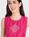 Shop Women's Pink Sleevelesss Ethnic Kurti-Full