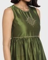 Shop Women's Green Sleeveless Ethnic Kurti-Full