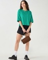 Shop Women's Slushy Green Oversized Crop T-shirt-Full