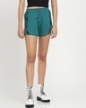 Shop Women's Snazzy Green Tape Shorts-Front