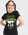 Shop Women's Black Snoopy illusion Graphic Printed T-shirt-Front