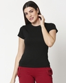 Shop Women's Solid Black Lounge T-Shirt-Front