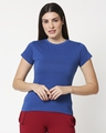 Shop Women's Solid Blue Lounge T-Shirt-Front