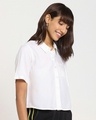 Shop Women's Solid Casual Half Sleeve White Shirt-Design