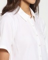 Shop Women's Solid Casual Half Sleeve White Shirt