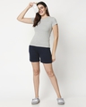 Shop Women's Solid Grey Loune Slim Fit T-Shirt-Full