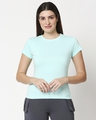 Shop Women's Solid Light Blue Lounge T-Shirt-Front