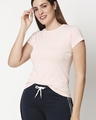 Shop Women's Solid Light Pink Lounge T-Shirt-Front