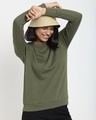 Shop Women's Olive Relaxed Fit Sweatshirt-Front