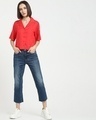 Shop Women's Solid Resort Boxy Red Shirt-Full