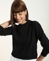 Shop Women's Solid Short Black Sweatshirt-Front