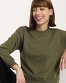 Shop Women's Olive Short Sweatshirt-Front