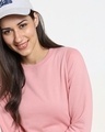 Shop Women's Pink Short Sweatshirt With Tie Up-Front