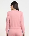 Shop Women's Pink Short Sweatshirt With Tie Up-Design