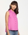 Shop Women's Solid Sleeveless Casual Pink Shirt-Design
