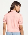 Shop Women's Solid Tie Hem Half Sleeve Casual Pink Shirt-Full