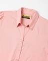 Shop Women's Solid Tie Hem Half Sleeve Casual Pink Shirt