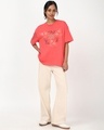 Shop Women's Spiced Coral Pink Peace Graphic Printed Oversized T-shirt