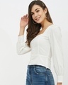 Shop Women's Square Neck Full Sleeve Solid Top-Design
