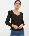 Shop Women's Square Neck Full Sleeve Solid Top-Front