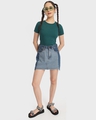 Shop Women's Green Slim Fit Rib Crop Top-Full