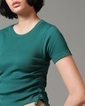 Shop Women's Storm Green Side Gather Slim Fit Short Top