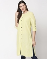 Shop Women's Stripe Yellow Long Kurta-Front