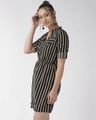 Shop Women's Striped A Line V Neck Dress-Design