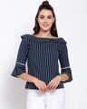 Shop Krislon Synthetics Women's Striped Top with Bell Sleeve-Front