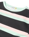 Shop Women's Sun-Kissed Green and Black Stripe Relaxed Fit Short Top