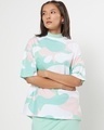 Shop Women's Sun-Kissed Green Camo Oversized Fit T-shirt-Front