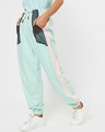 Shop Women's Sun Kissed Green Mesh Side Panel Relaxed Fit Joggers-Design