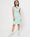 Shop Women's Sun-Kissed Green Side Seam Gather Snug Slim Fit Dress
