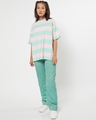 Shop Women's Sun-Kissed Green Stripe Oversized Fit Short Top