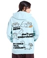 Shop Women's Cyan The Cat Rules Graphic Printed Oversized Hoodies-Full